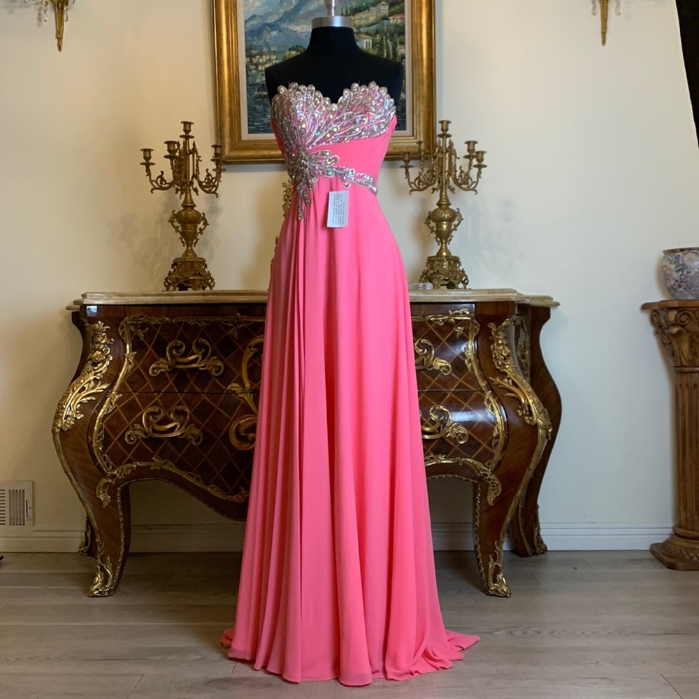 Sweetheart embroidery rhinestone evening gown prom dress